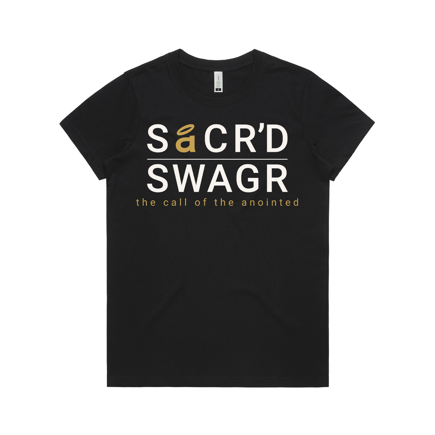 essential women's tee – white on black