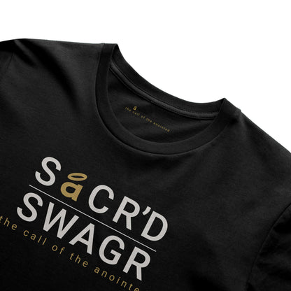 Sacr'd Swagr Essential Tee – White on Black