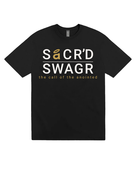 essential men's tee – white on black