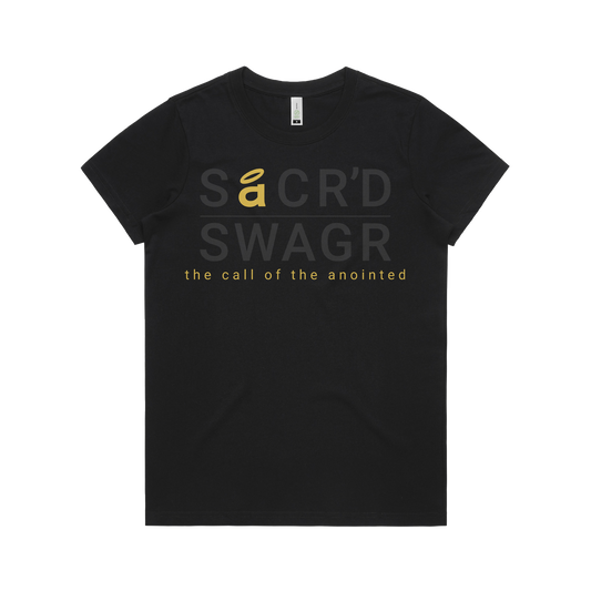 essential women's tee – black on black