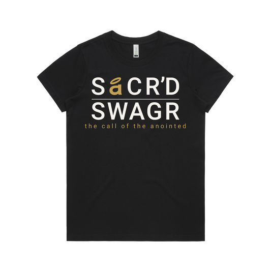 essential women's tee – white on black